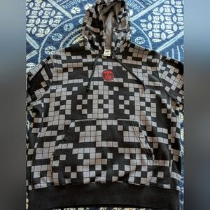 Nike Jordan Paris Saint Germain PSG hoodie in black dark grey checker Size M